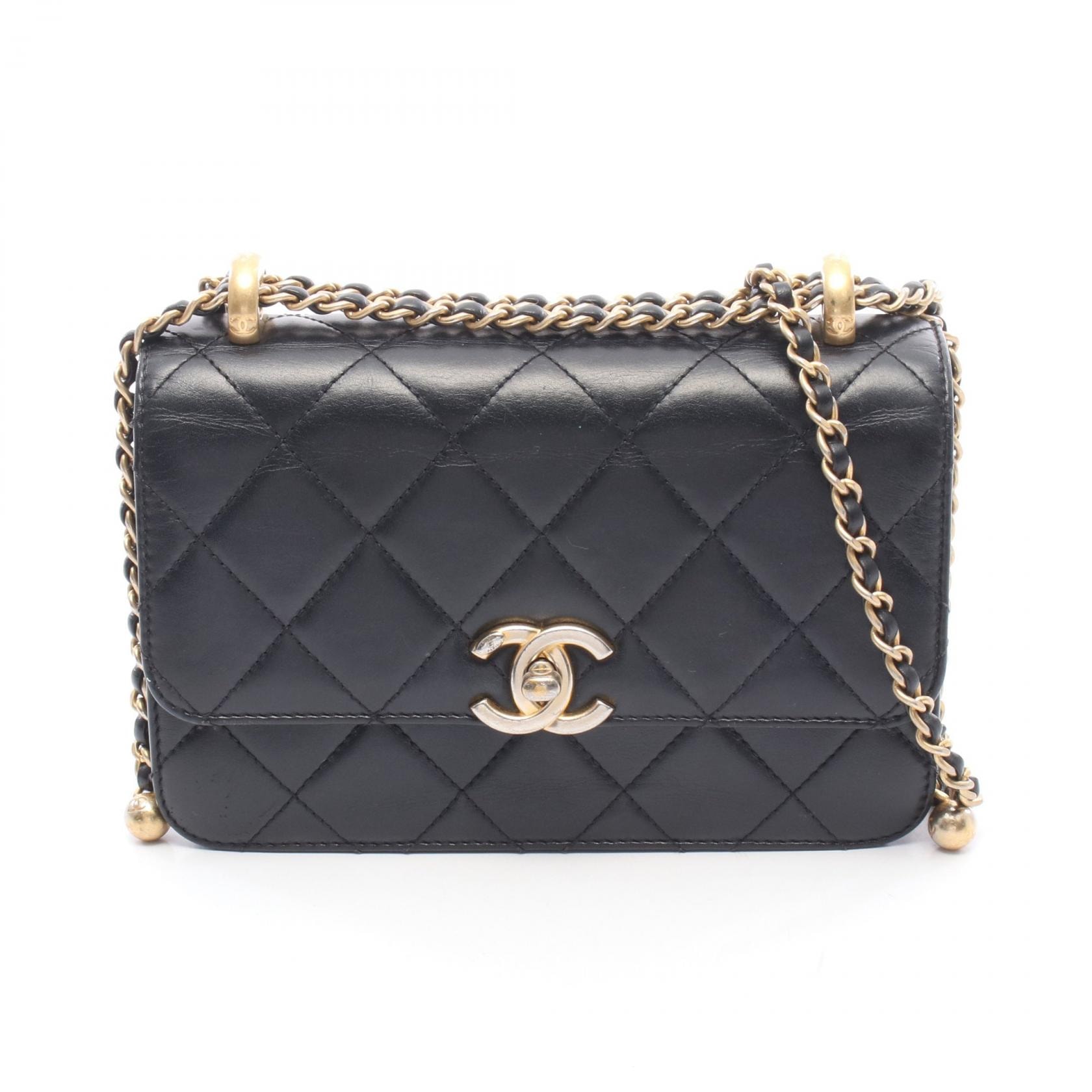 シャネル CHANEL マトラッセ ショルダーバッグ バッグ ラムスキン(羊革) レディース ブラック系 【中古】