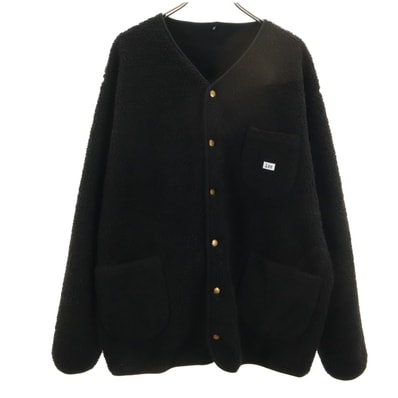 Lee リー ノーカラー ボア ジャケット XL ブラック 裏フリース リバーシブル