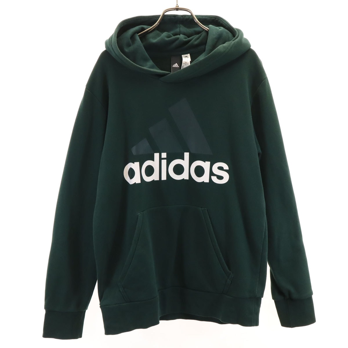 adidas アディダス 長袖 スウェットパーカー L グリーン プルオーバー