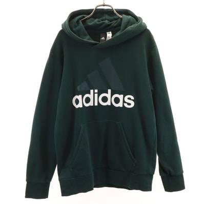 adidas アディダス 長袖 スウェットパーカー L グリーン プルオーバー