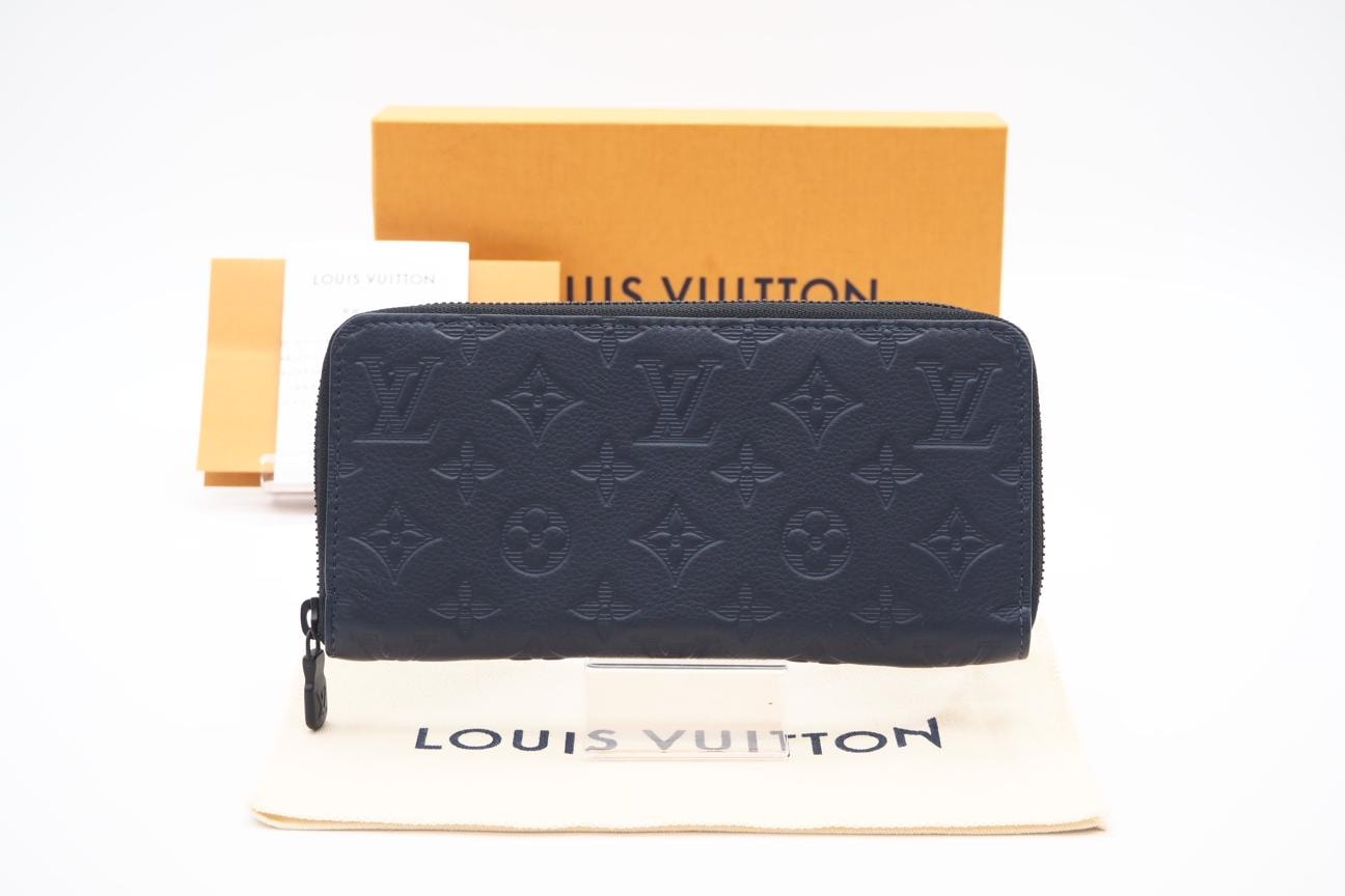 美品 LOUIS VUITTON ルイ・ヴィトン シャドウ ジッピー ウォレット ホリゾンタル M14847 長財布 ネイビー ブルー カーフレザー メンズ