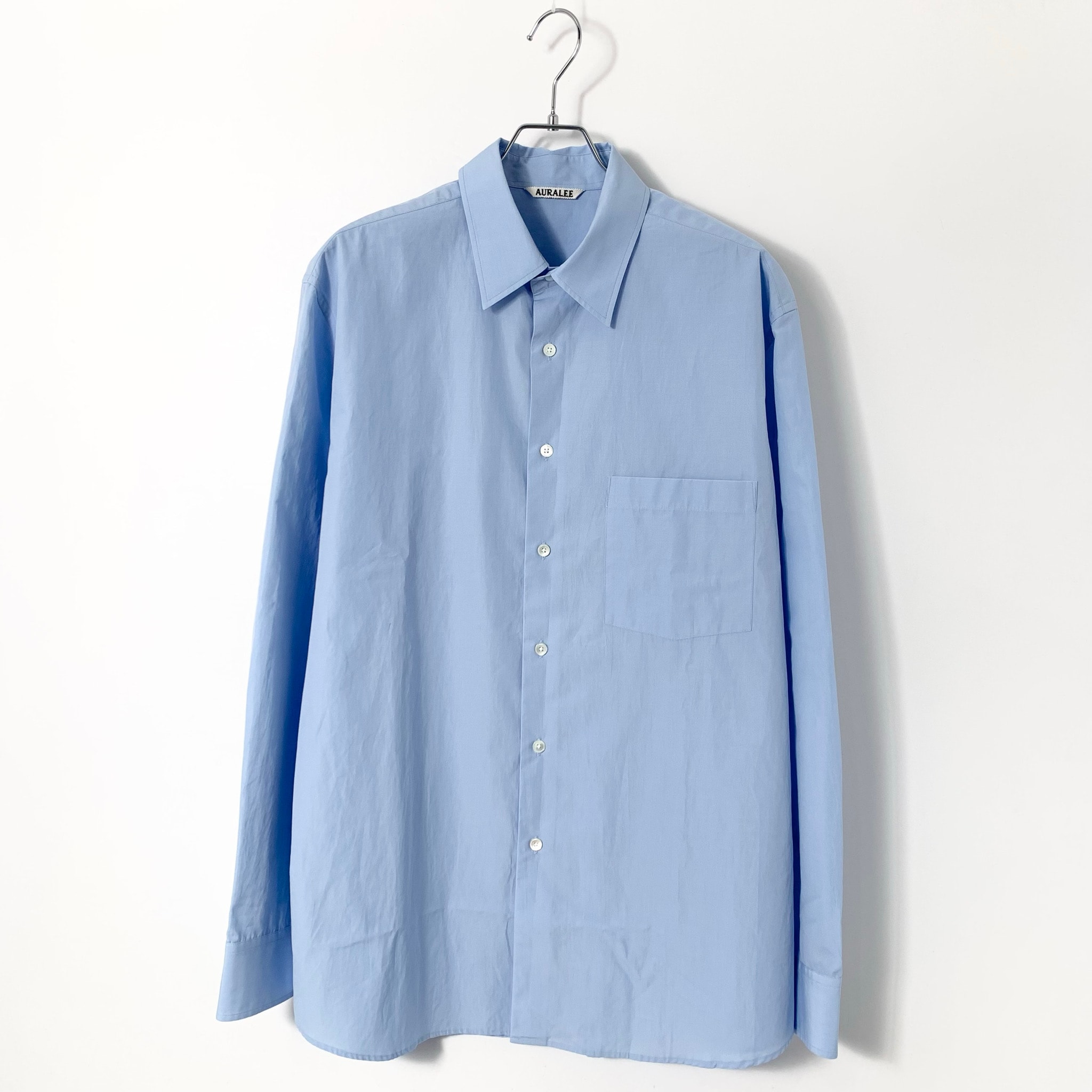 AURALEE Finx Light Weather Chambray Shirt "Sax Blue Chambray"