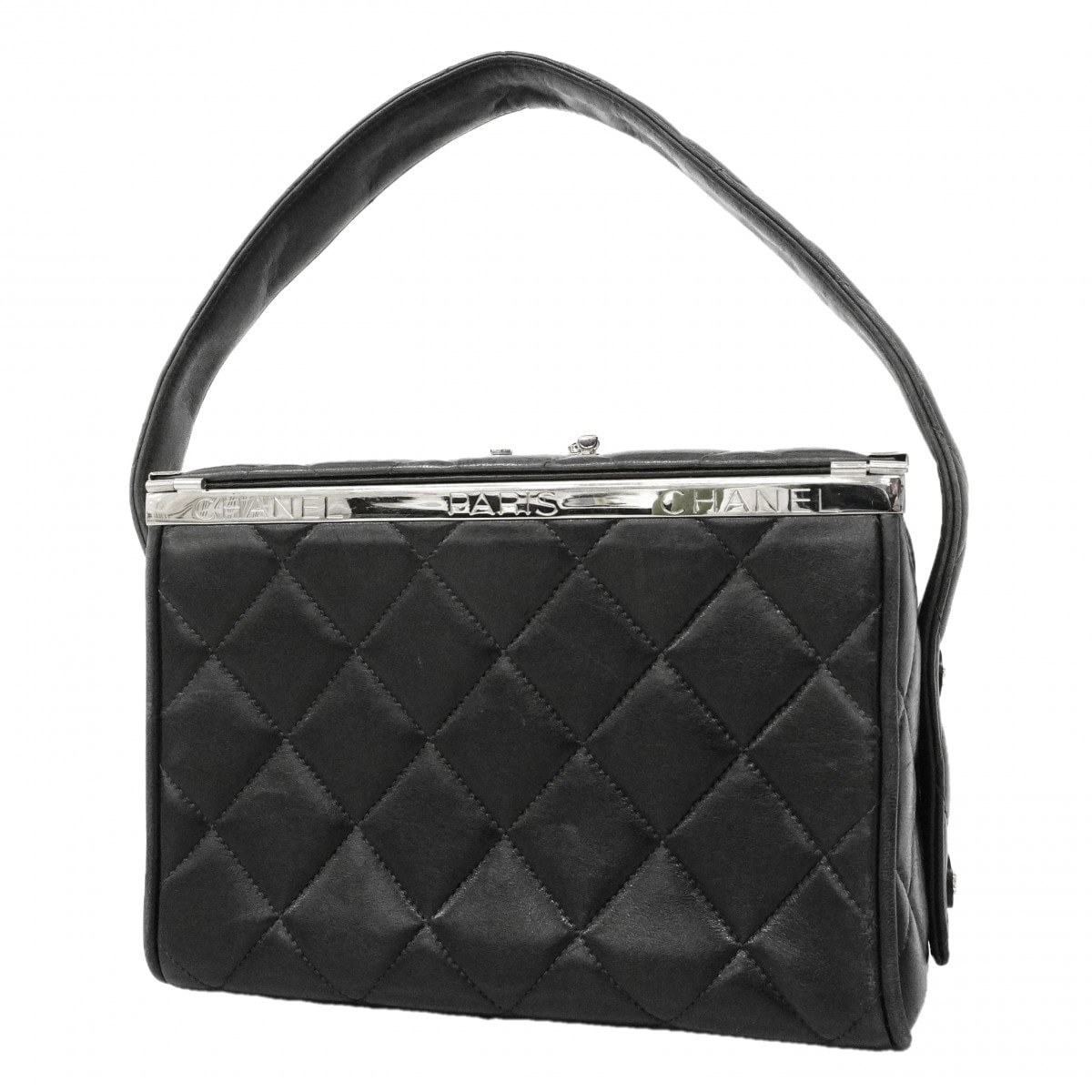 ★最終価格★SALE【6gc3604-k】シャネル ハンドバッグ マトラッセ ラムスキン ブラック シルバー金具【中古】レディース
