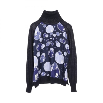 エルメス HERMES ツイルレーヌ bal de bulles ニット 衣料品 トップス カシミヤ シルク シルク レディース ネイビー系 【中古】