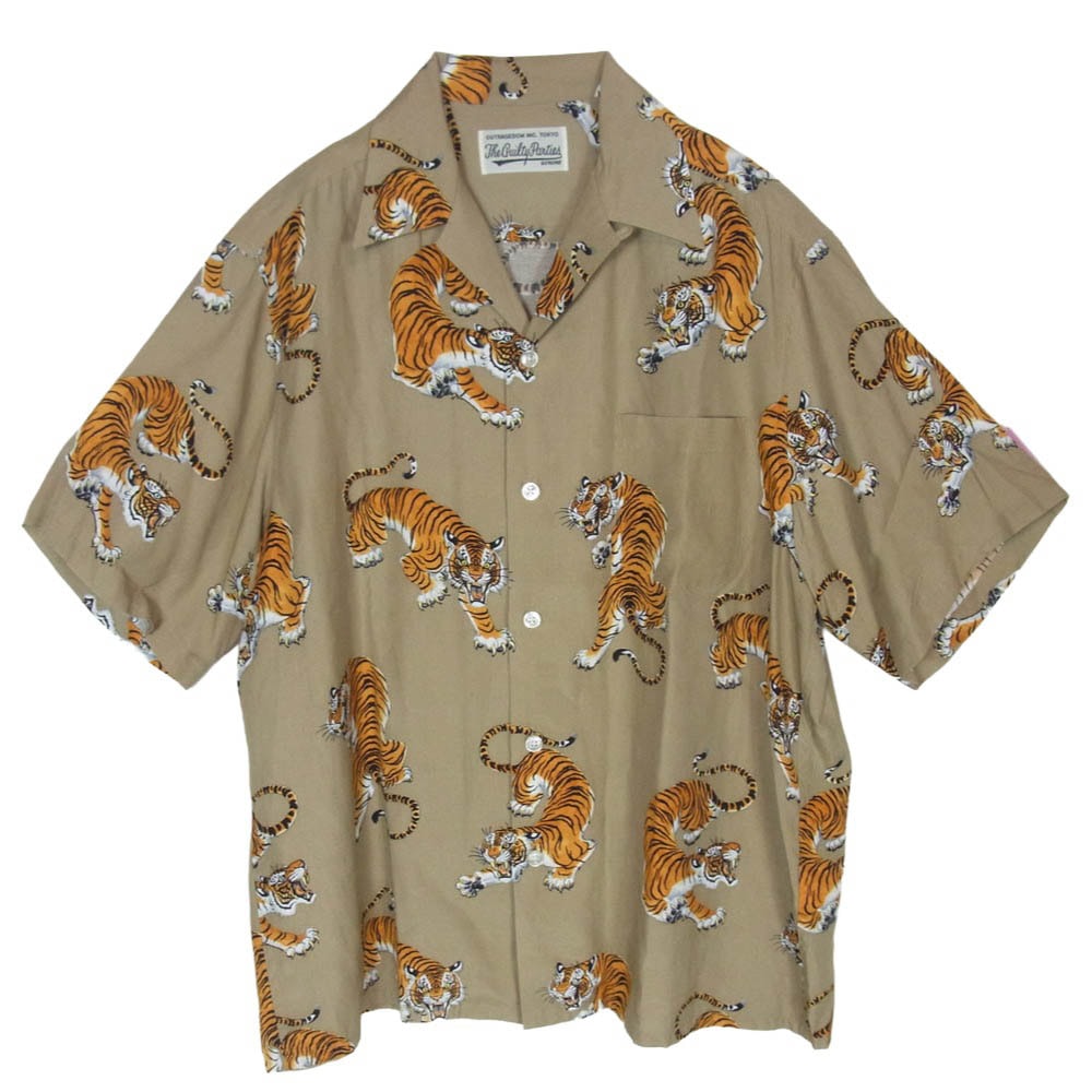 WACKO MARIA ワコマリア 22SS TIMLEHI-WM-HI29 x TIM LEHI ティムリーハイ S/S HAWAIIAN SHIRT ハワイアン オープンカラー 半袖 シャツ ベージュ系 S【中古】