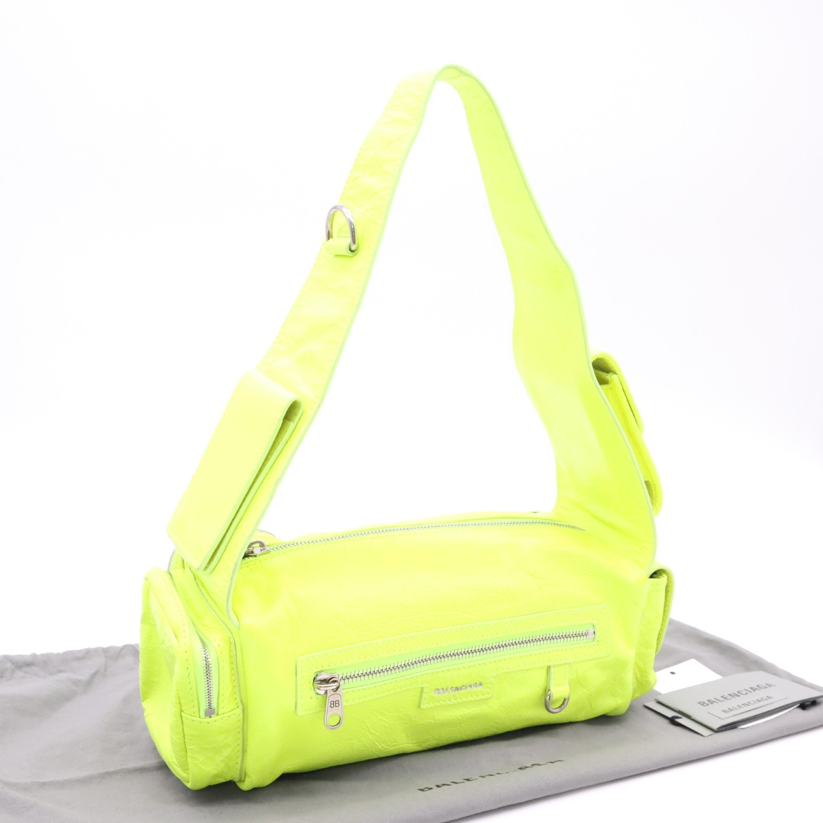 極美品 BALENCIAGA バレンシアガ アリーナラムスキン スーパービジー スリングバッグ XS 762516 ボディバッグ イエロー ラムスキン メンズ