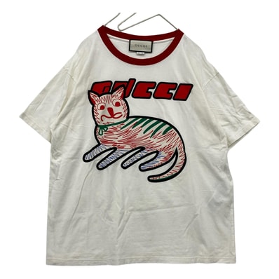 GUCCI グッチ ダメージ加工 虎 Tシャツ XS ホワイト