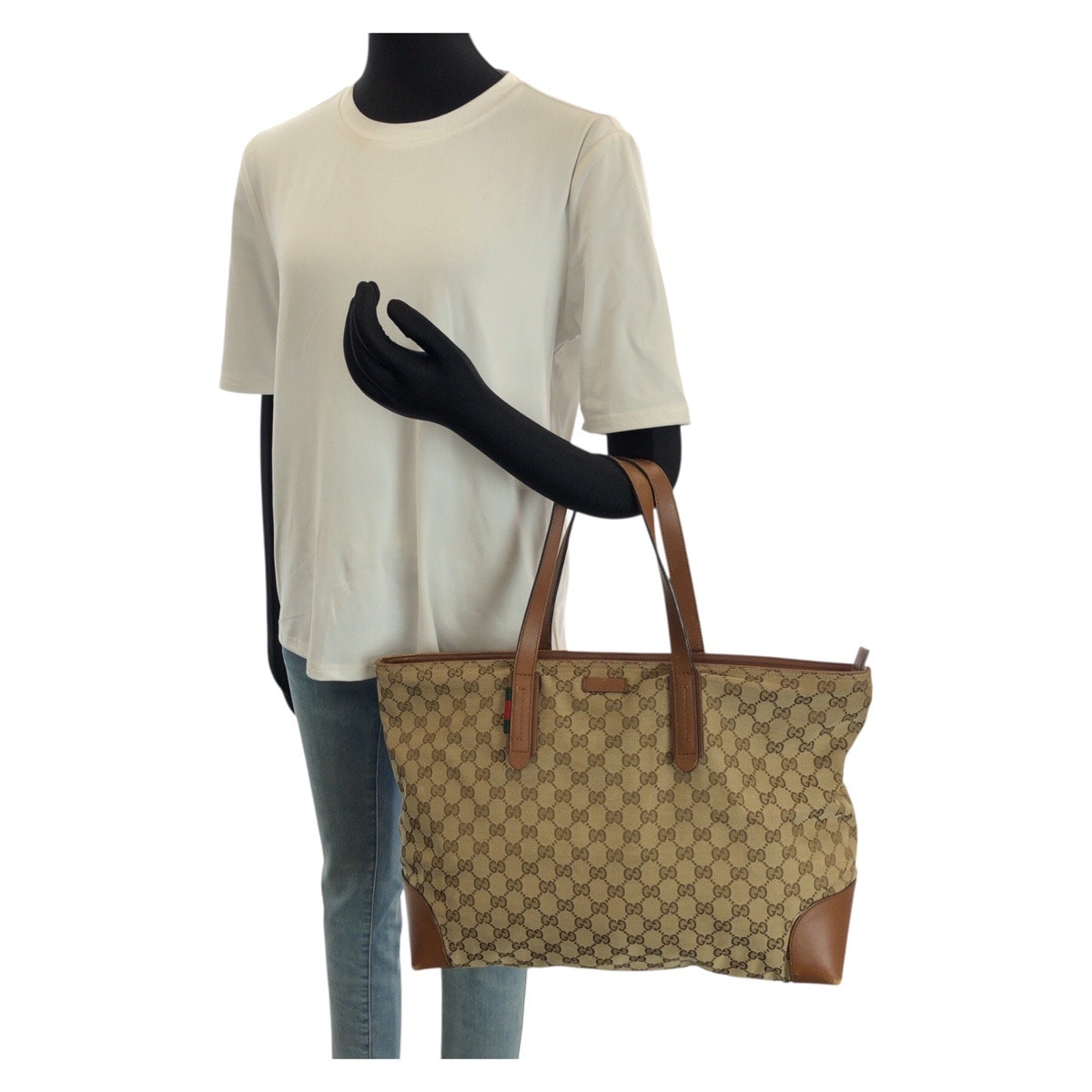 C (やや傷や汚れあり)】GUCCI グッチ シェリーライン ベージュ