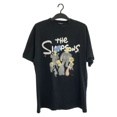 美品 BALENCIAGA バレンシアガ シンプソンズ サイズL ブラック 黒 コットン 半袖Tシャツ クルーネック 604010 【中古】