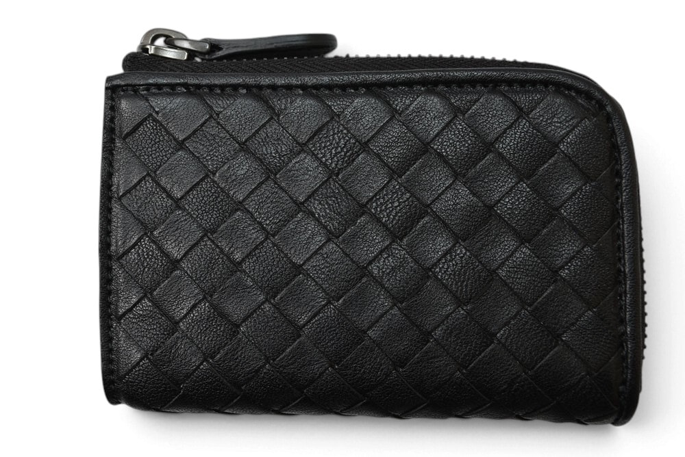 ボッテガヴェネタ キーケース BOTTEGA VENETA L字ファスナー イントレチャート 4連 レザー ブラック メンズ/レディース【中古】