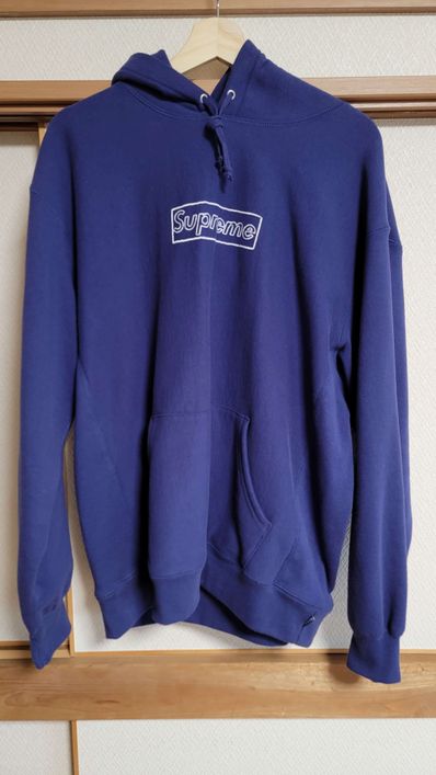 Supreme KAWS Chalk Logo Hooded Sweatshirt "Washed Navy"(2021)