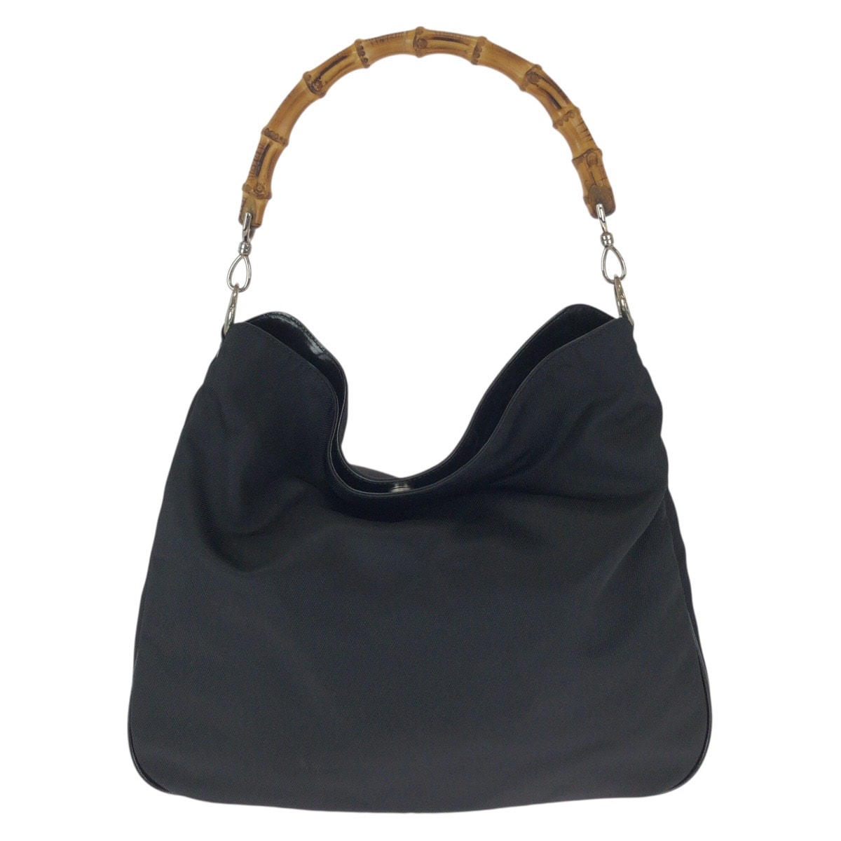 美品 GUCCI グッチ バンブー ブラック 黒 シルバー金具 ナイロン ショルダーバッグ ハンドバッグ 602717 【中古】