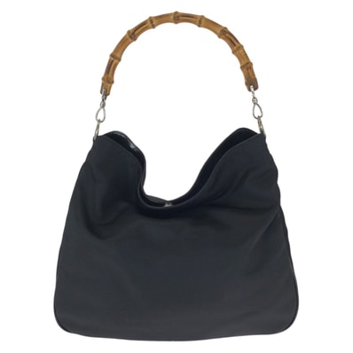 美品 GUCCI グッチ バンブー ブラック 黒 シルバー金具 ナイロン ショルダーバッグ ハンドバッグ 602717 【中古】