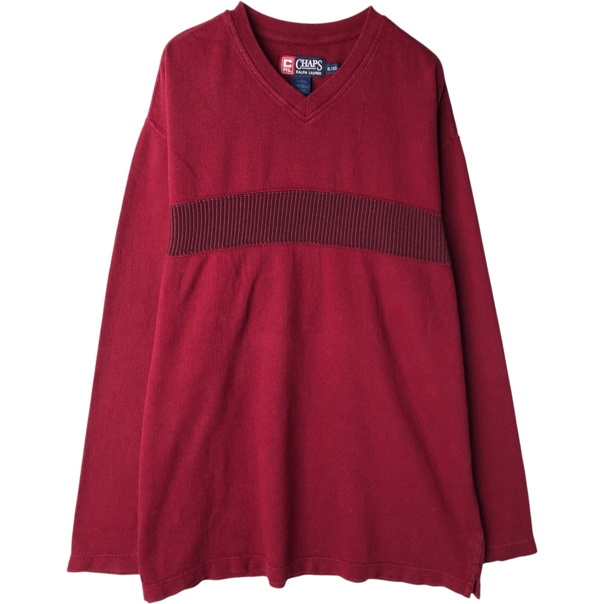 古着 ラルフローレン Ralph Lauren CHAPS チャップス Vネック ロングTシャツ ロンT メンズXL相当/eaa632828