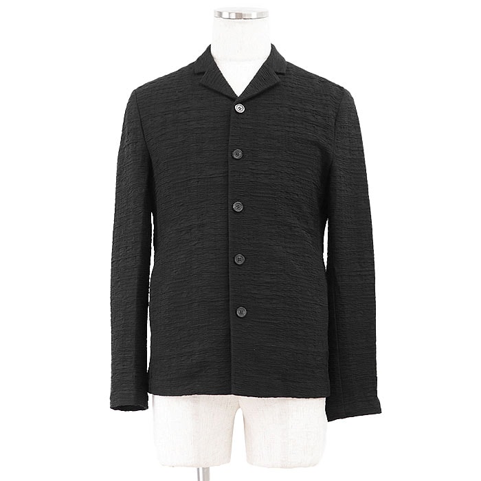 【美品】 アルマーニ 5B アンコン テーラード ストレッチ ジャケット メンズ ブラック 46 ARMANI