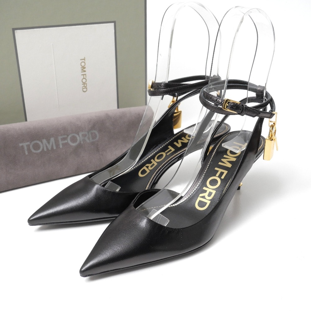 ■未使用品■TOM FORD トムフォード パンプス サイズ35 パドロック スリングバック アンクルストラップ ゴートレザー 20260604/RA9641