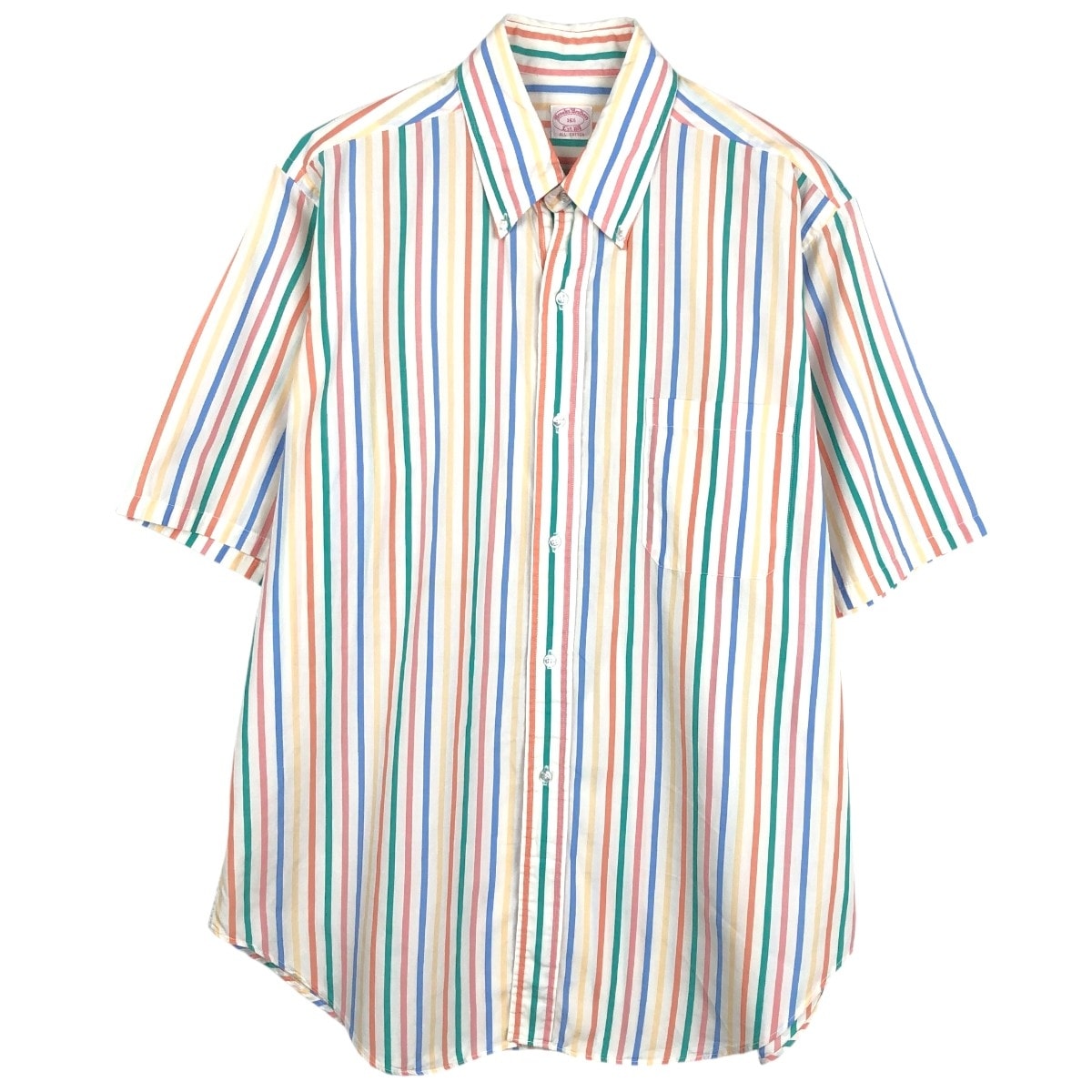 古着 ブルックスブラザーズ Brooks Brothers Est.1818 半袖 ボタンダウン ストライプシャツ メンズL相当/eaa432170