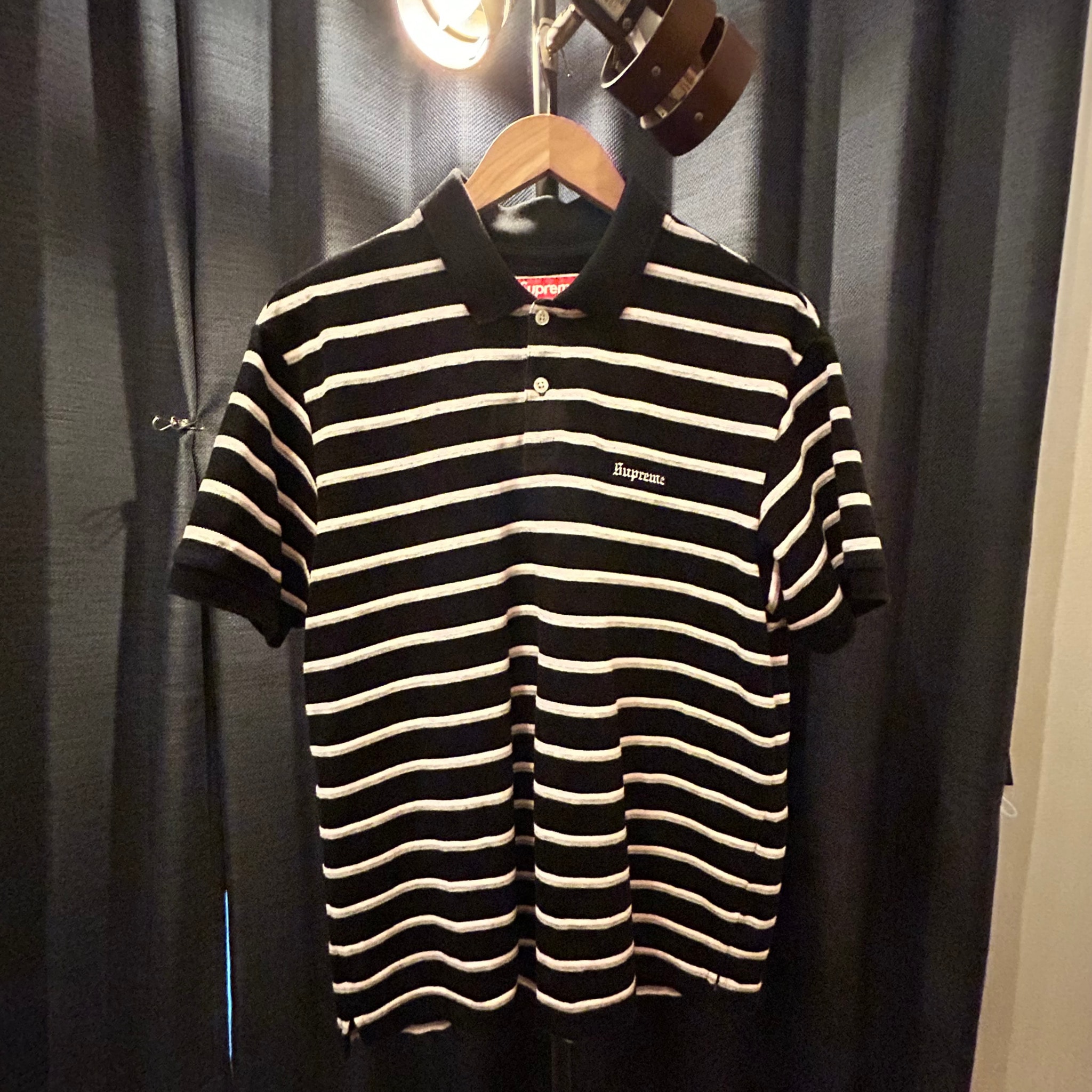 Supreme Washed Stripe Polo "Black"