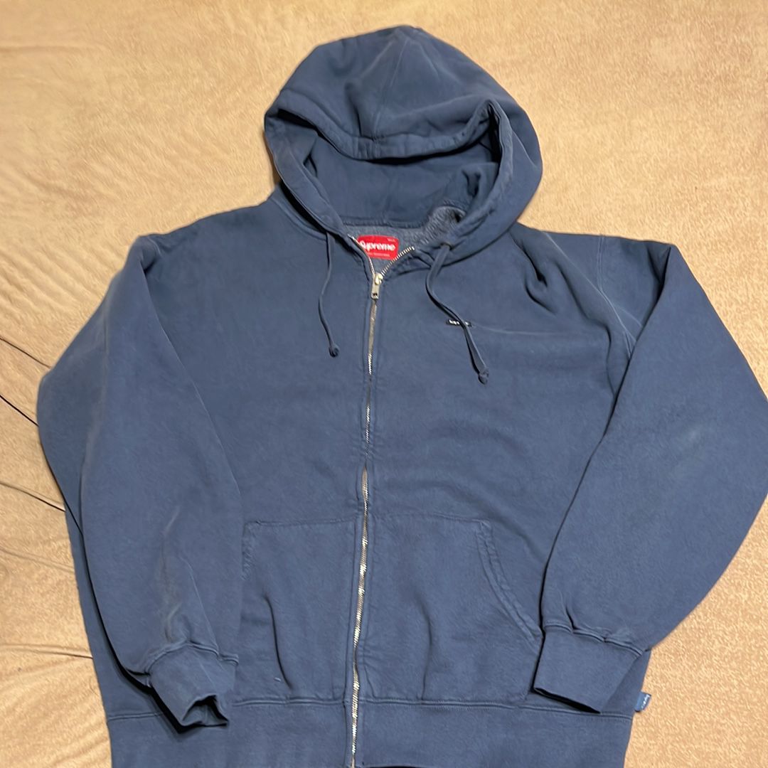 Supreme Overdyed Small Box Zip Up Hooded Sweatshirt "Dark Slate"