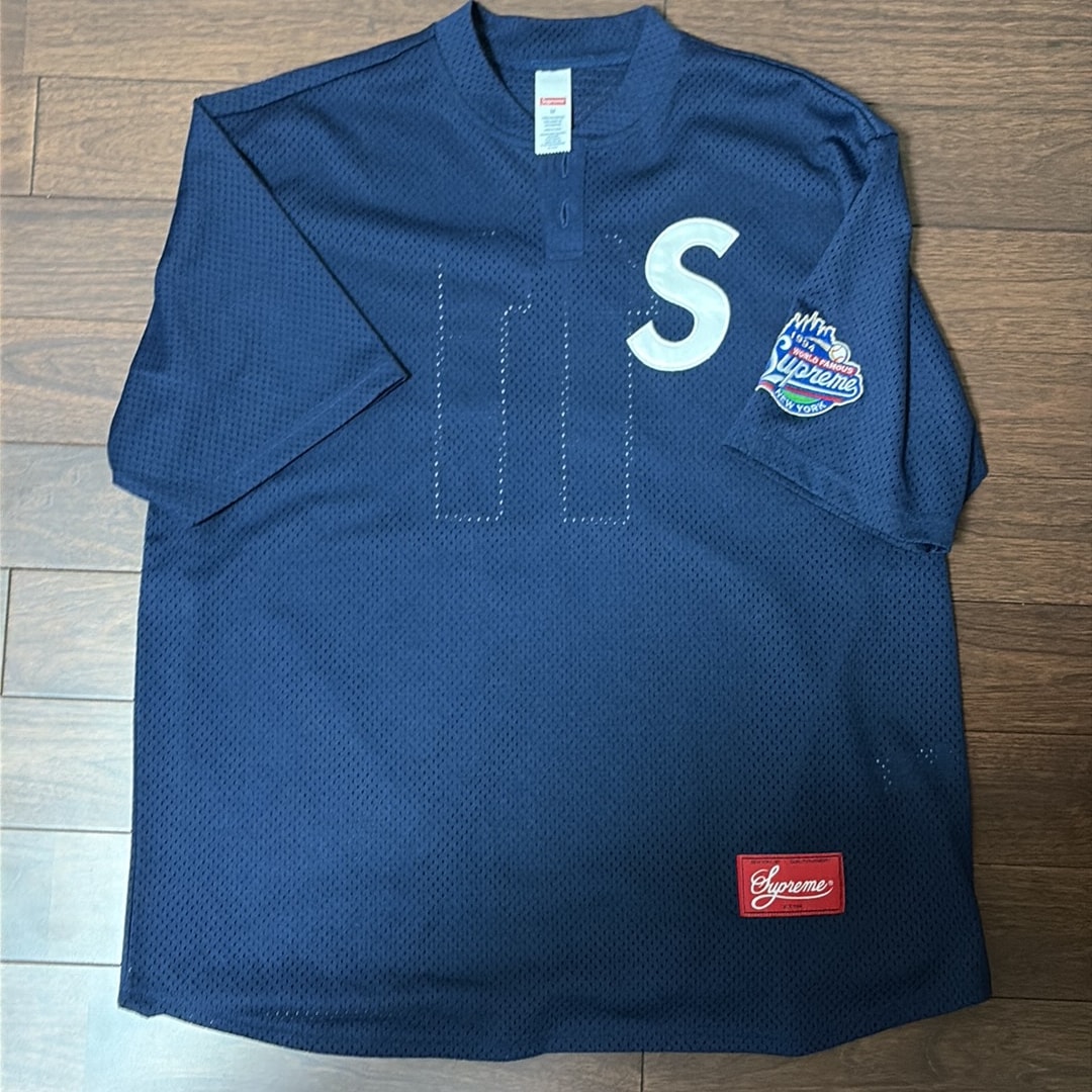 Supreme S Logo Baseball Henley "Navy"