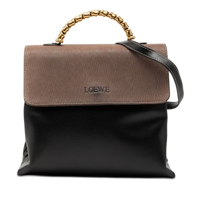 ロエベ ベラスケス ハンドバッグ ショルダーバッグ 2WAY ブラック ブラウン レザー レディース LOEWE 【中古】