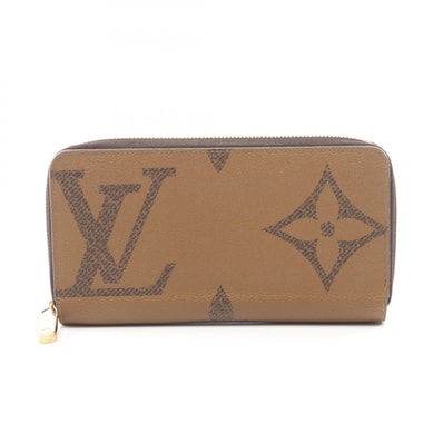 ルイ・ヴィトン LOUIS VUITTON ジッピーウォレット ラウンド長財布 財布 PVCコーティングキャンバス モノグラム・ジャイアントリバース レディース ブラウン系 M69353 【中古】
