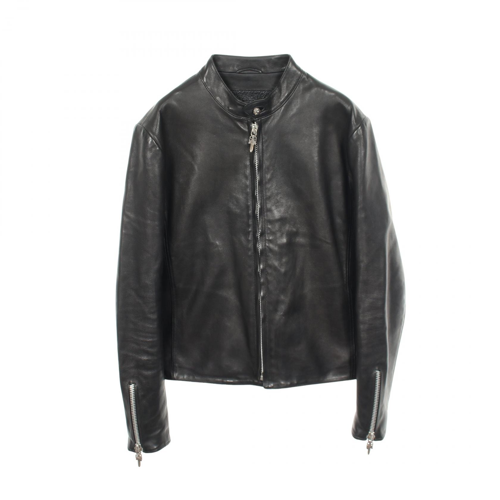 クロムハーツ CHROME HEARTS RACING2 レーシング2 シングル ライダースジャケット 衣料品 アウター レザー メンズ ブラック系 XS 【中古】