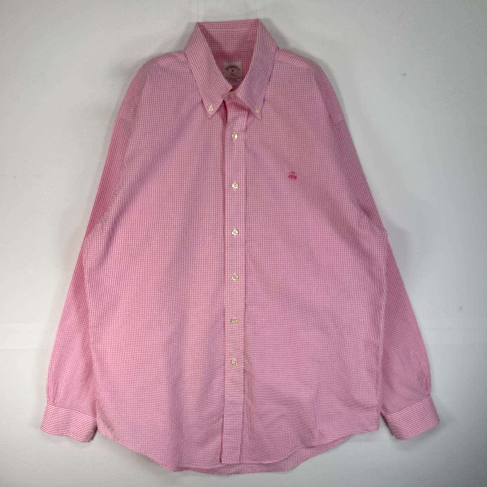 古着 ブルックスブラザーズ Brooks Brothers 長袖シャツ ロゴ 刺繍 346 ボタンダウン M  ピンク系 チェック メンズ