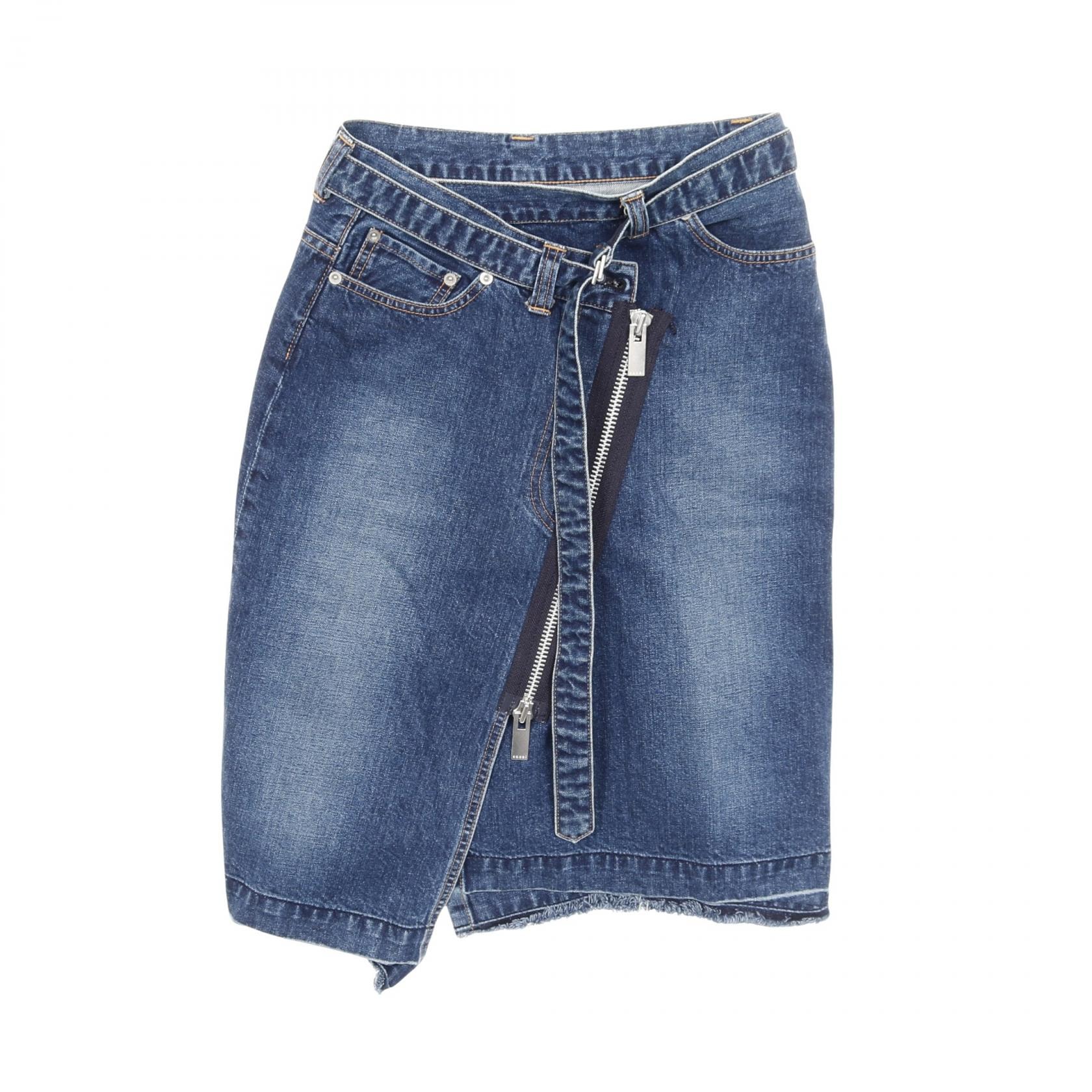 サカイ Sacai アシメントリー スカート 衣料品 ボトムス コットン レディース ブルー系 【中古】