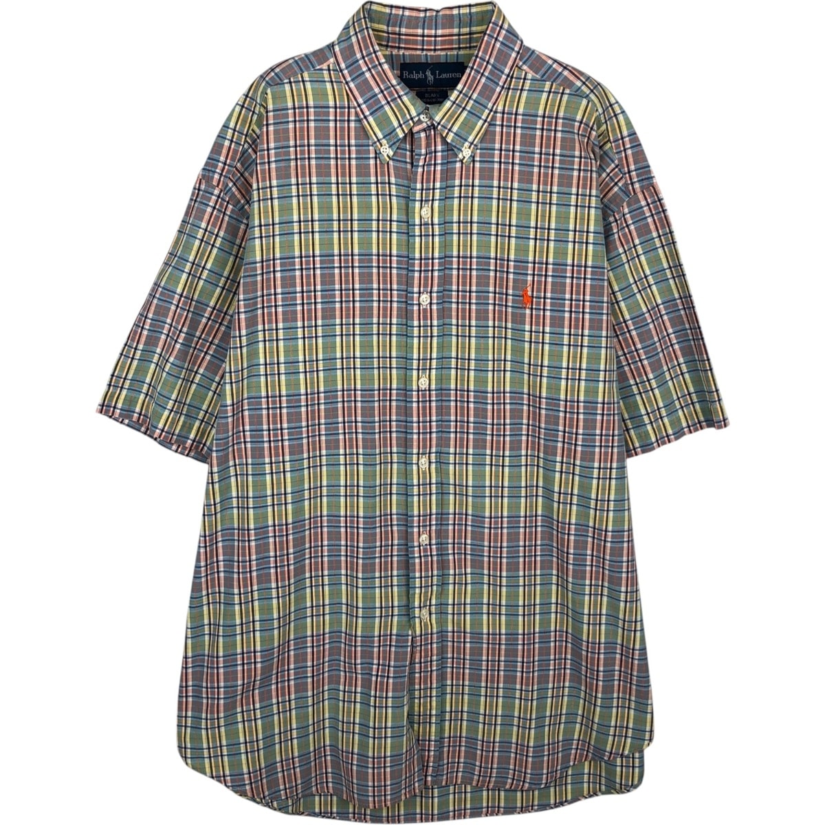 古着 ラルフローレン Ralph Lauren BLAKE マドラスチェック 半袖 ボタンダウン チェックシャツ メンズL相当/eaa477590