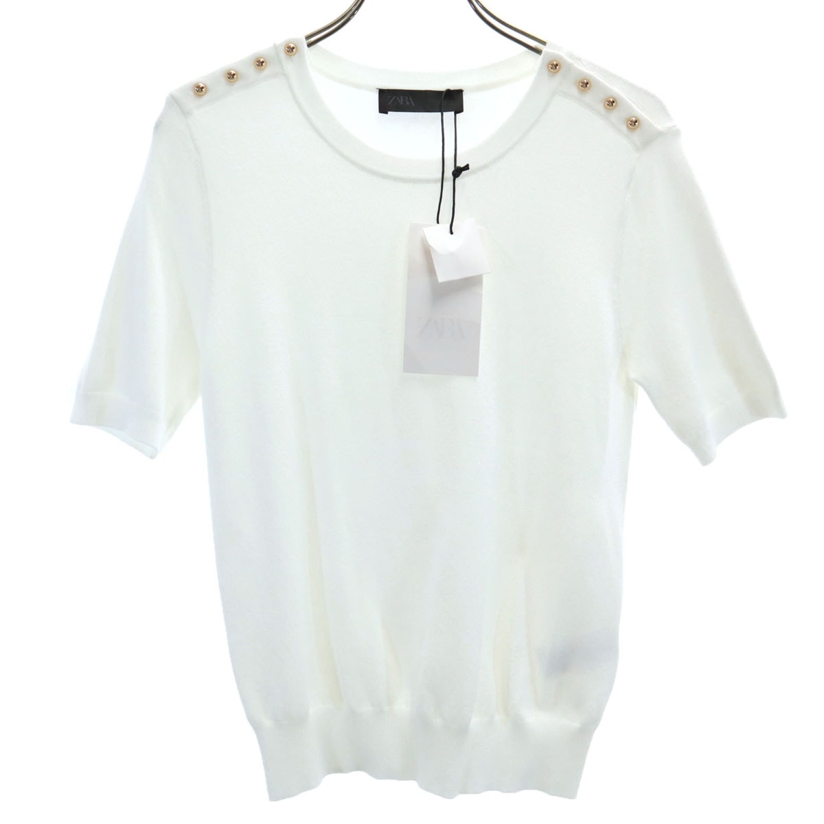 未使用 ZARA ザラ 半袖 ニット M ホワイト セーター