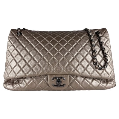 シャネル CHANEL ショルダーバッグ ジャンボ マトラッセ レザー シャンパンゴールド ガンメタル レディース【中古】 z10566