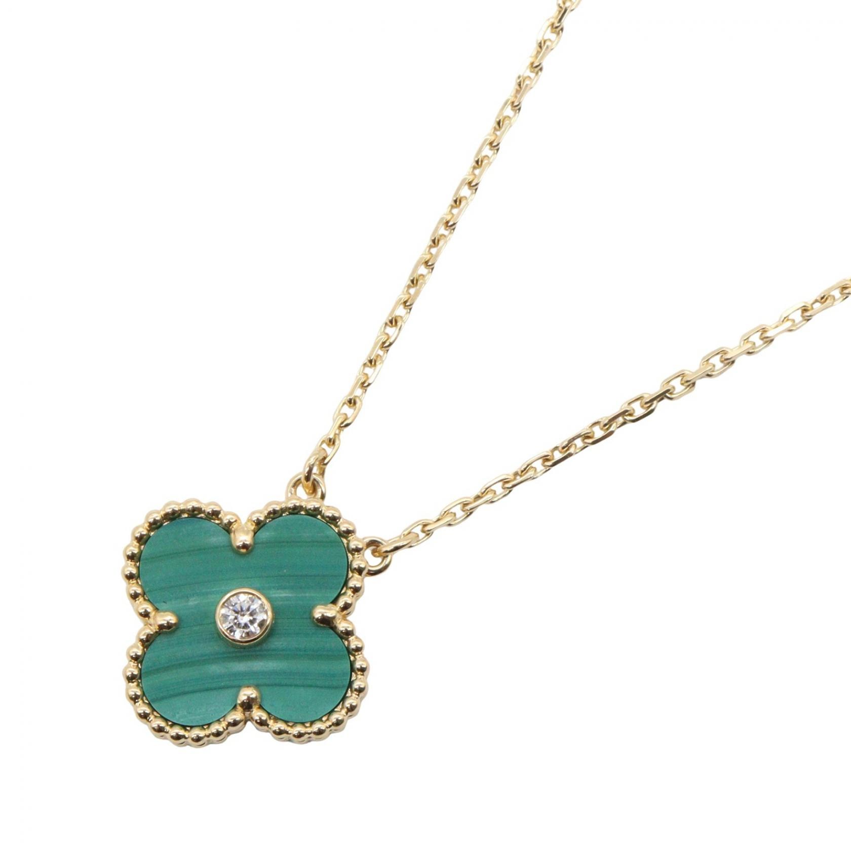 ヴァンクリーフ&アーペル Van Cleef & Arpels ヴィンテージアルハンブラ マラカイト ネックレス 1PD ネックレス ジュエリー K18(イエローゴールド) ダイヤモンド マラカイト レディース ゴールド系 / グリーン系