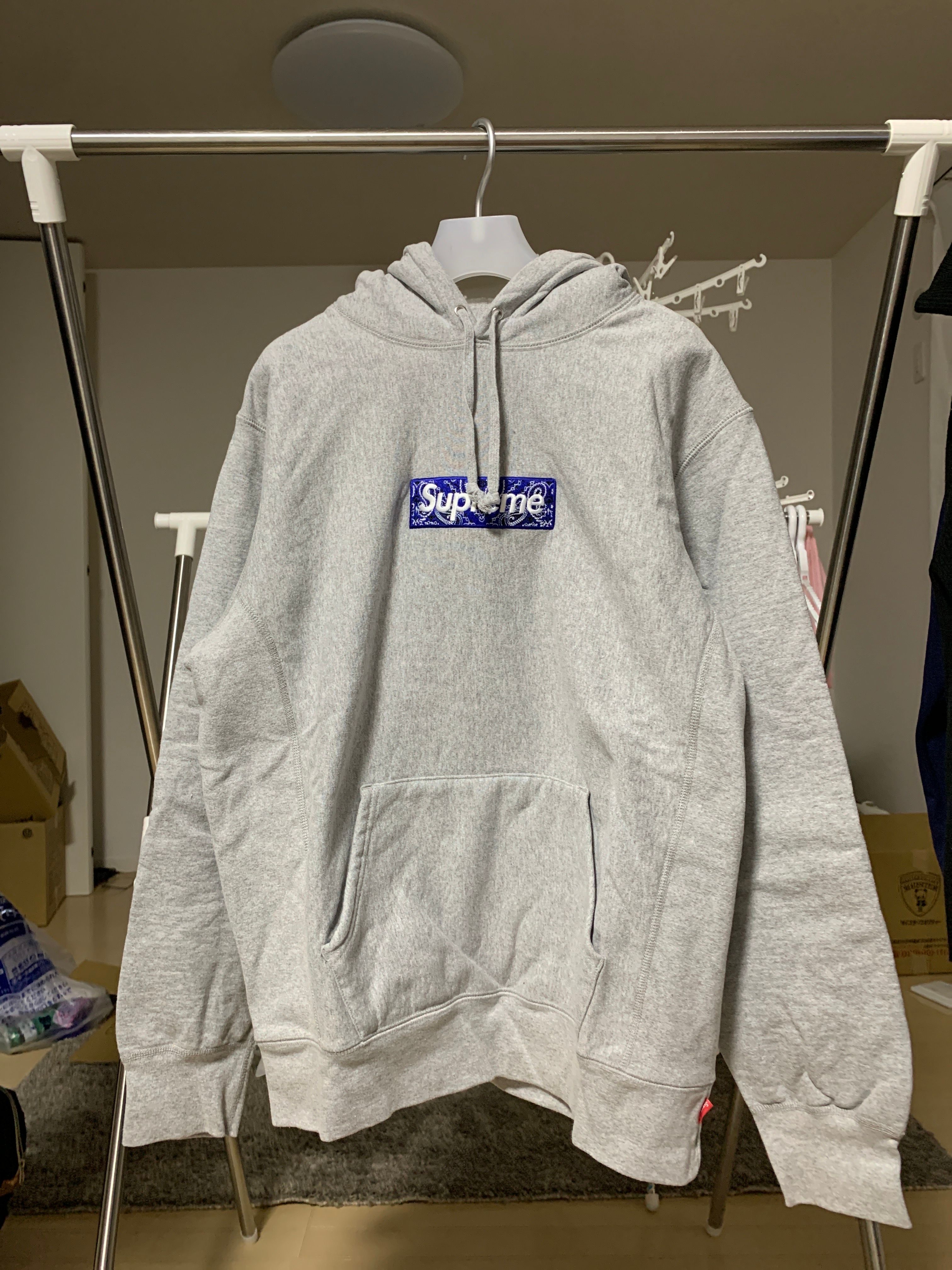 Supreme Bandana Box Logo Hooded Sweatshirt "Grey"