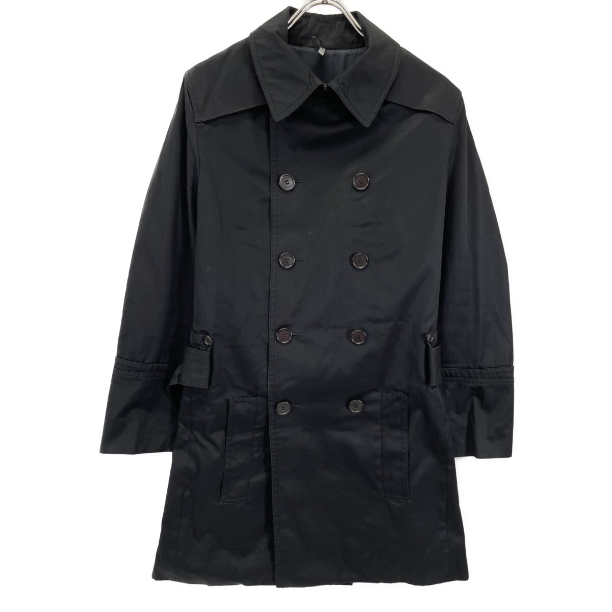 ディオール クリスヴァンアッシュ期 8H3131420829 ブラック ダブルブレスト ベルテッドトレンチコート 44