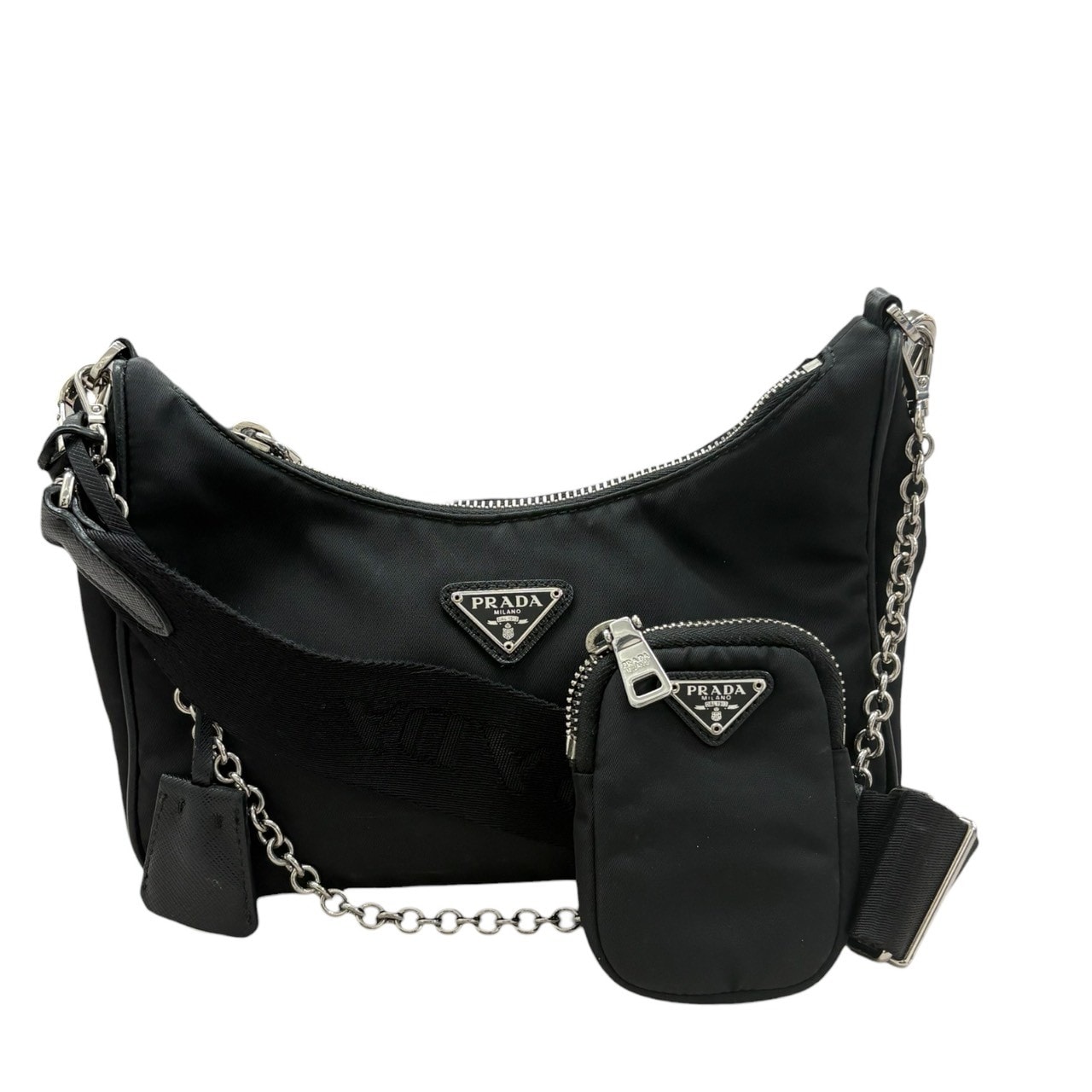 中古・古着通販PRADA «三角ロゴ・極めて美品» プラダ レザー／ナイロン 