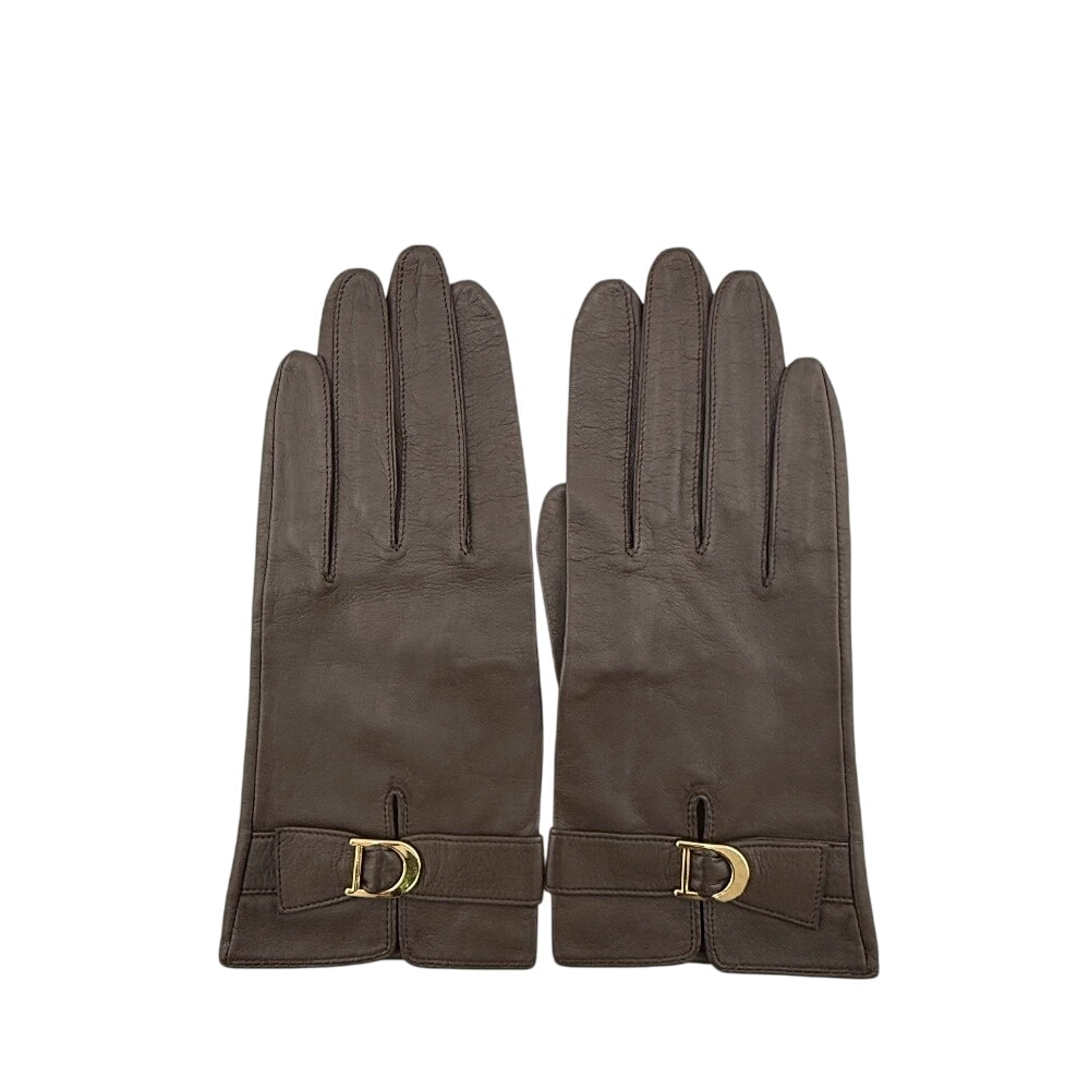 ディオール Dior 手袋 ロゴ ブラウン