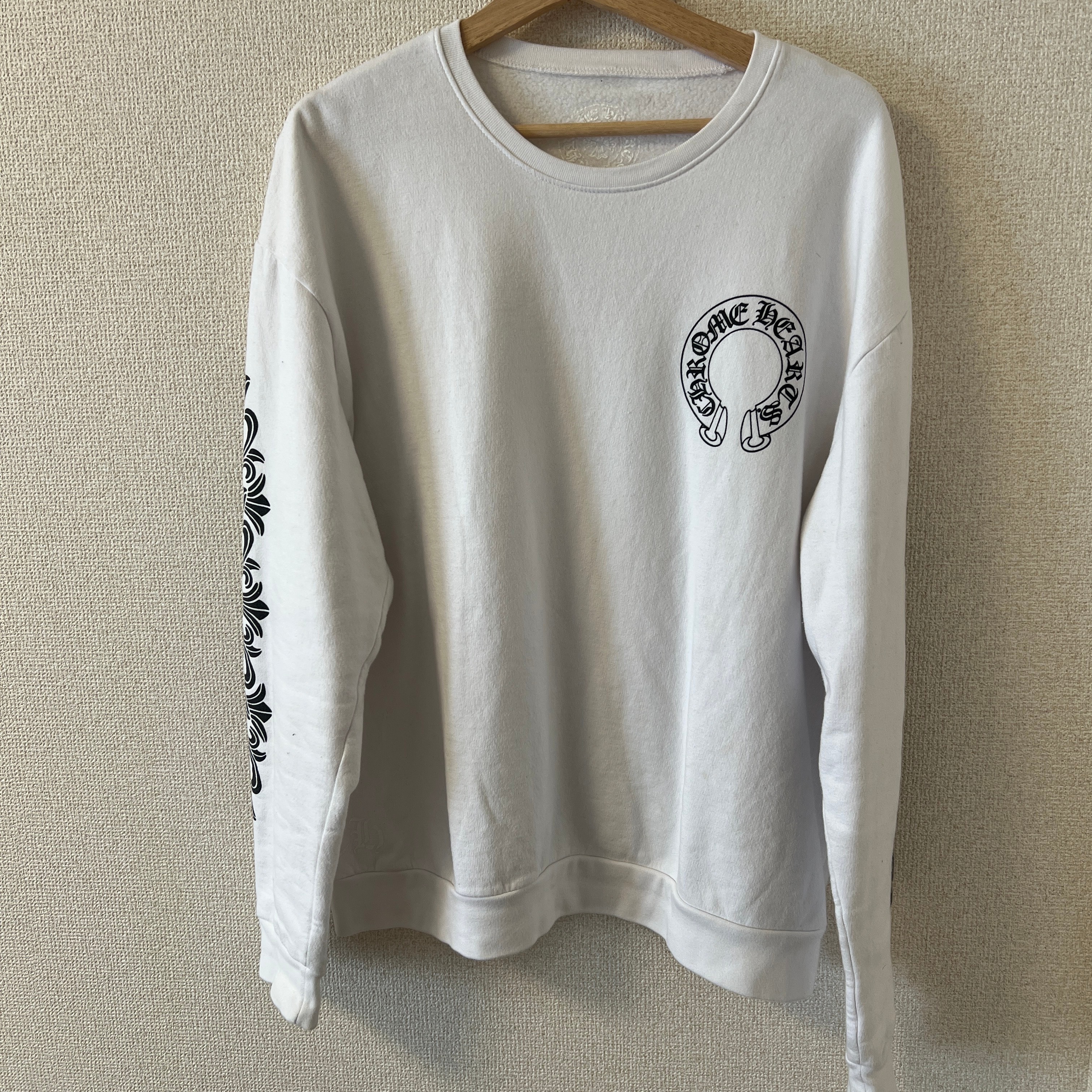 Chrome Hearts Floral Cross Horseshoe Back Print Sweatshirt "White"