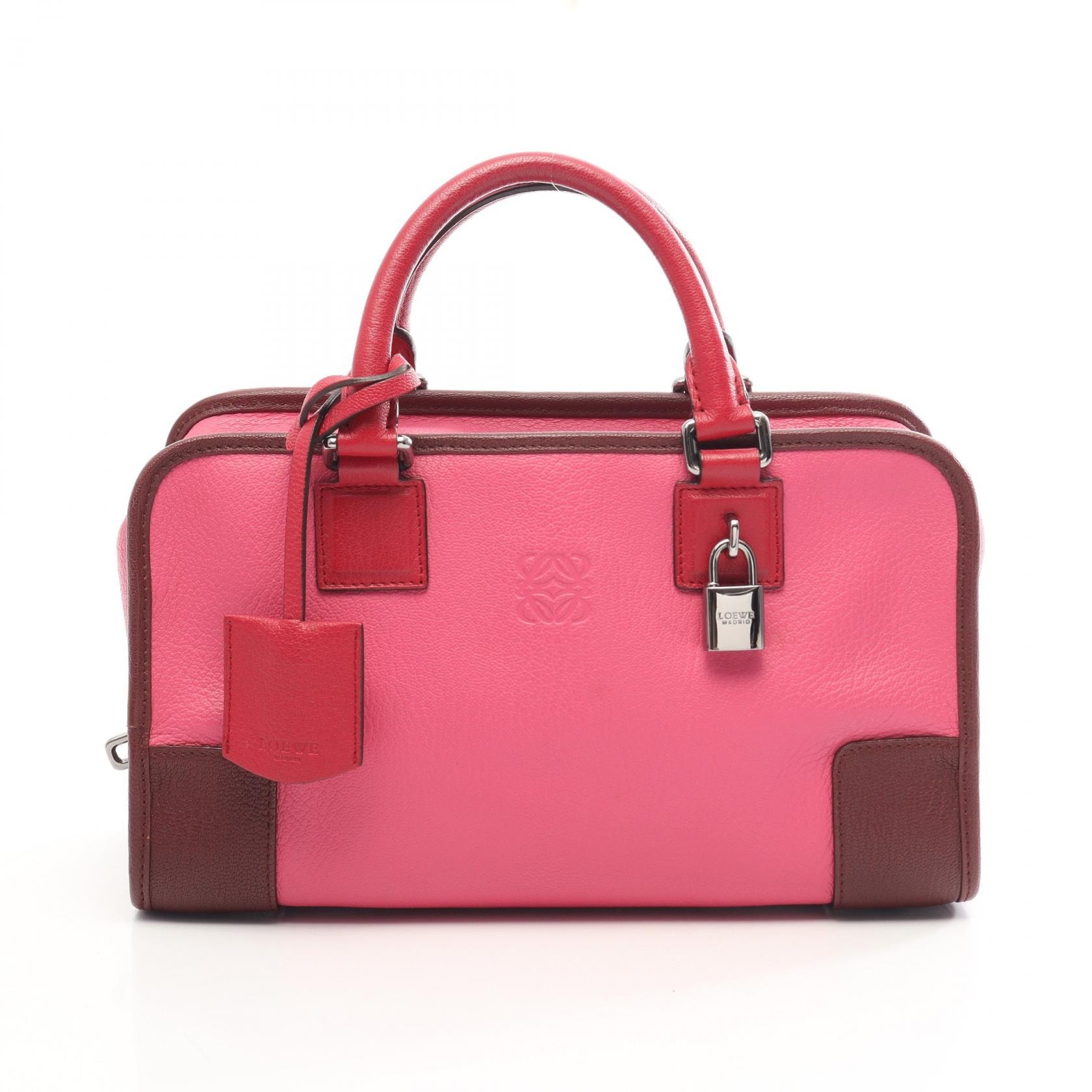ロエベ LOEWE アマソナ28 ハンドバッグ バッグ レザー レディース ピンク系 / ブラウン系 / レッド系 【中古】