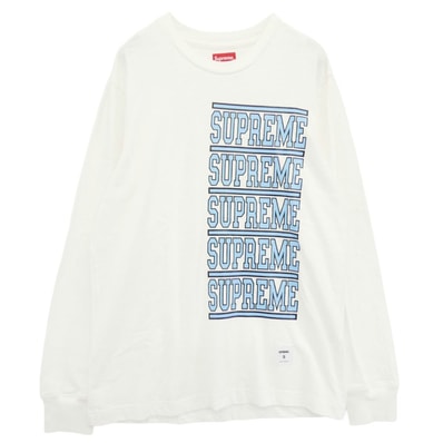 Supreme シュプリーム 18SS Stacked L/S Top ロゴ プリント ロングスリーブ Tシャツ 長袖 カットソー ホワイト系 S【中古】
