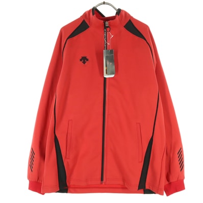 DESCENTE デサント ワンポイントロゴ バイカラー 長袖 ジップジャケット L レッド