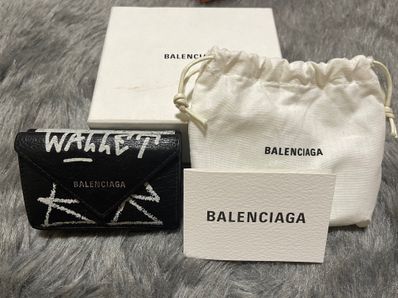 BALENCIAGA Graffiti Papier Mini Wallet "Black"
