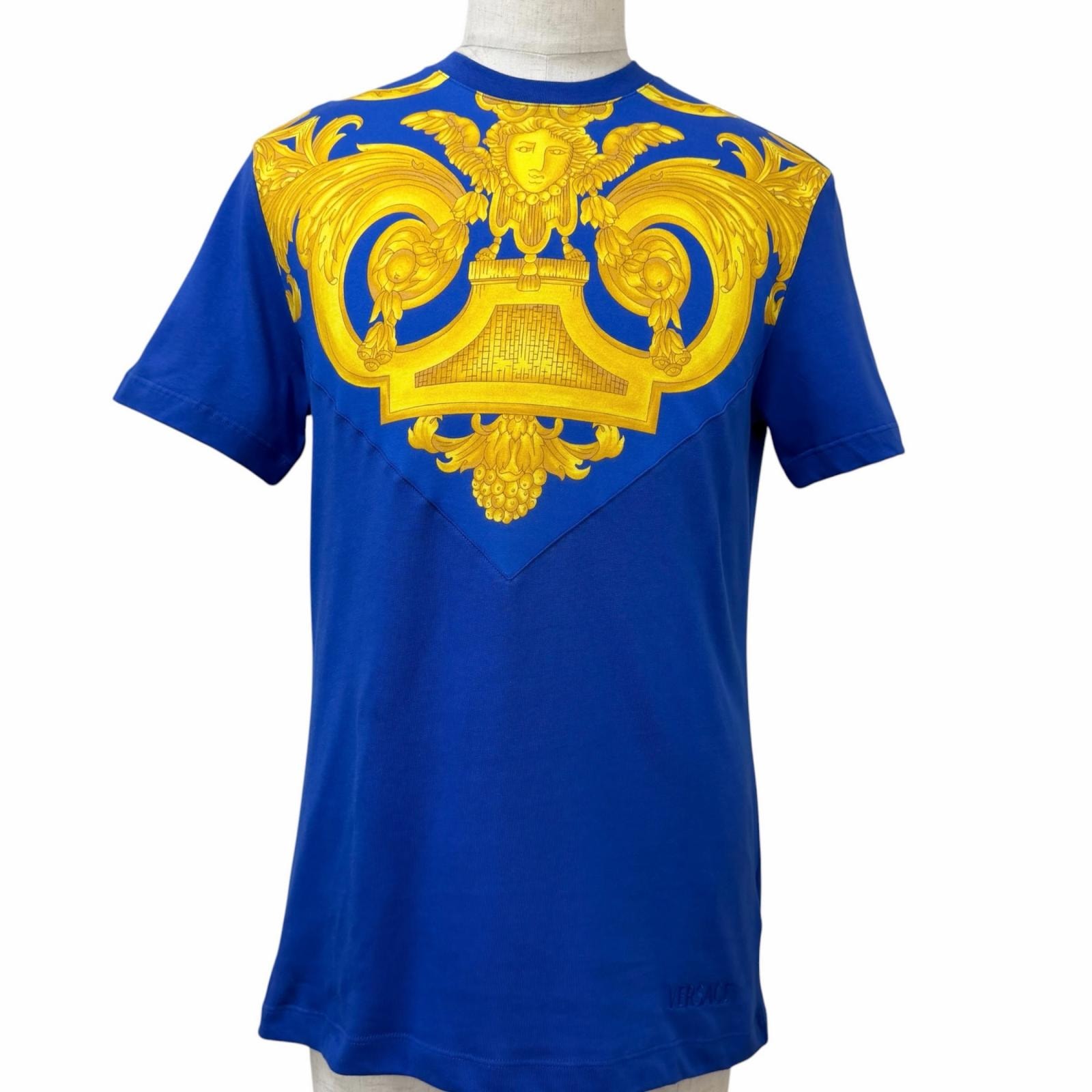 未使用品 ヴェルサーチ 半袖Tシャツ ブルー メンズ M 1012174