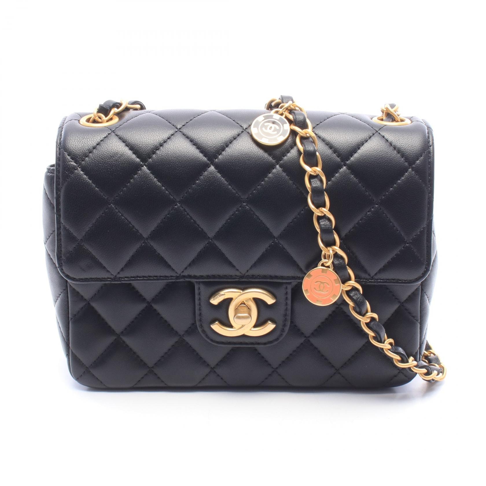 シャネル CHANEL ミニマトラッセ ショルダーバッグ バッグ ラムスキン(羊革) レディース ブラック系 AS3737 【中古】