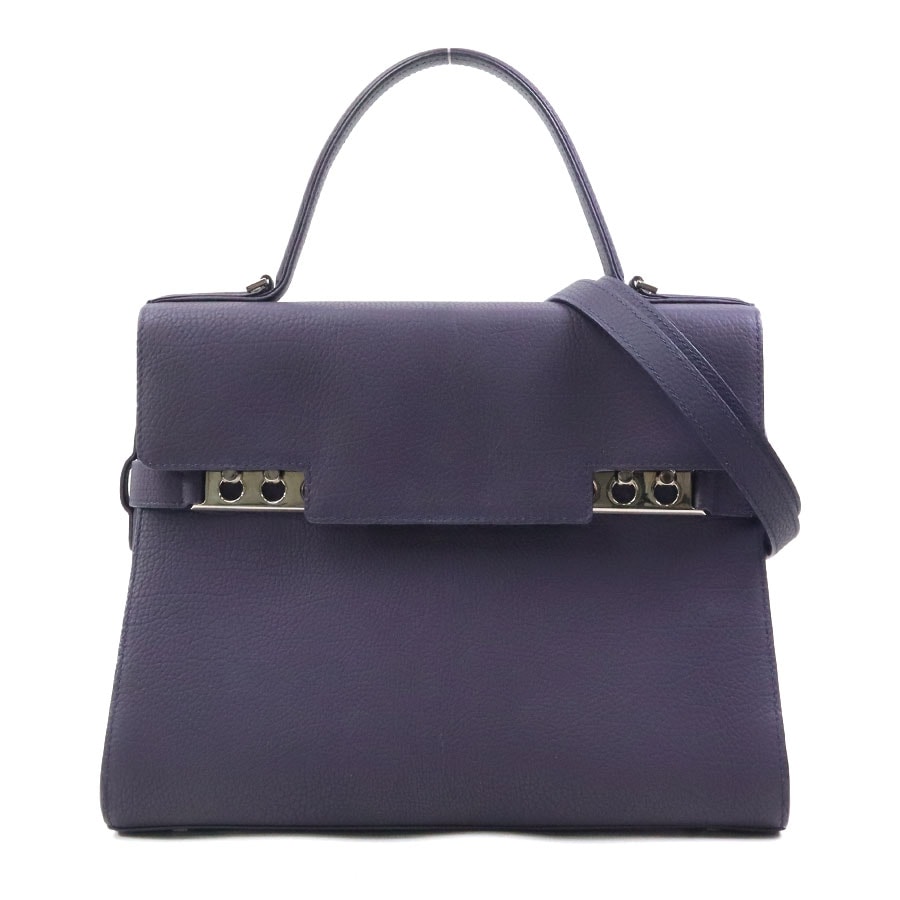 デルヴォー DELVAUX ハンドバッグ ショルダーバッグ タンペートGM レザー ネイビー レディース【中古】 90251a