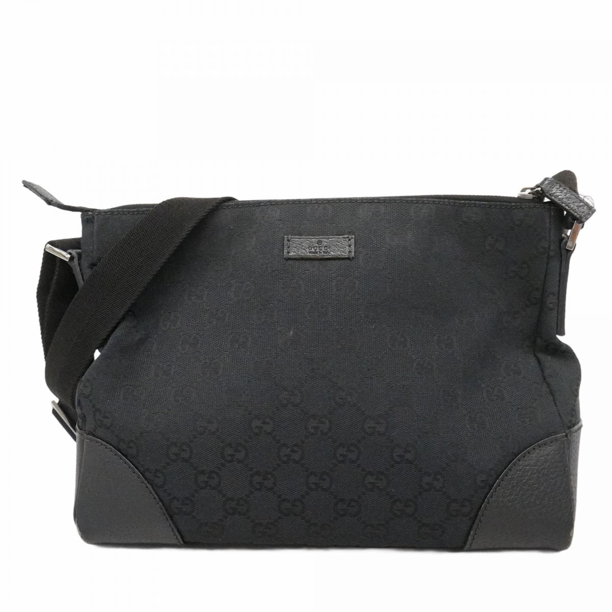 ★SALE【6db1166】グッチ ショルダーバッグ GGキャンバス 114273 キャンバス ブラック シルバー金具【中古】レディース