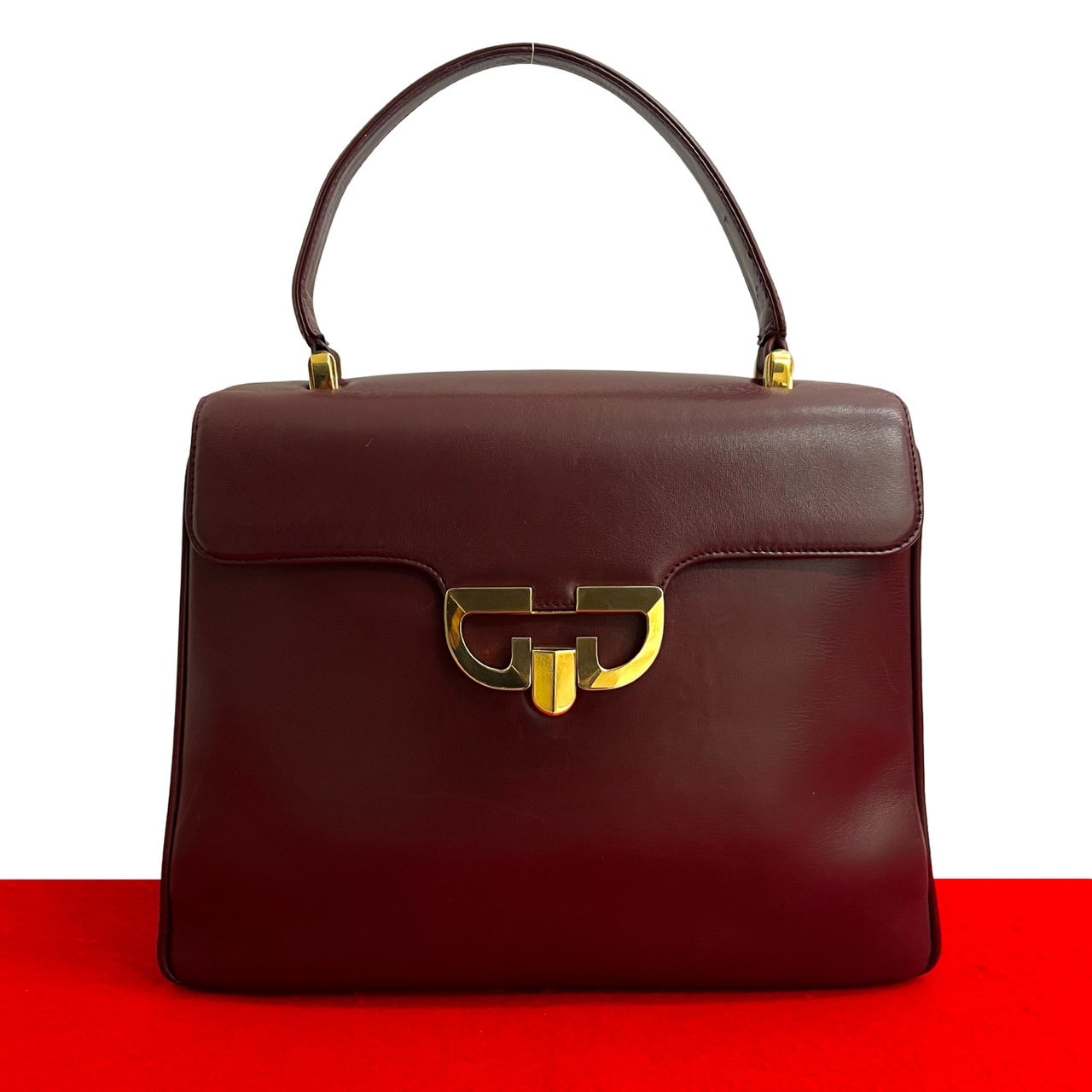 GUCCI グッチ G ロゴ 金具 レザー ハンドバッグ ワインレッド
25312