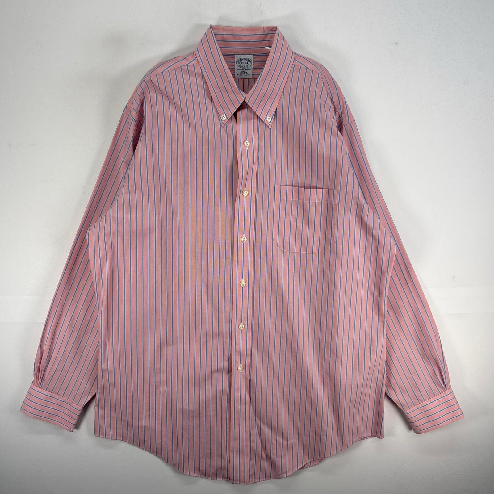 古着 ブルックスブラザーズ Brooks Brothers 長袖シャツ ストライプ 胸ポケ ボタンダウン L ピンク系 マルチカラー メンズ