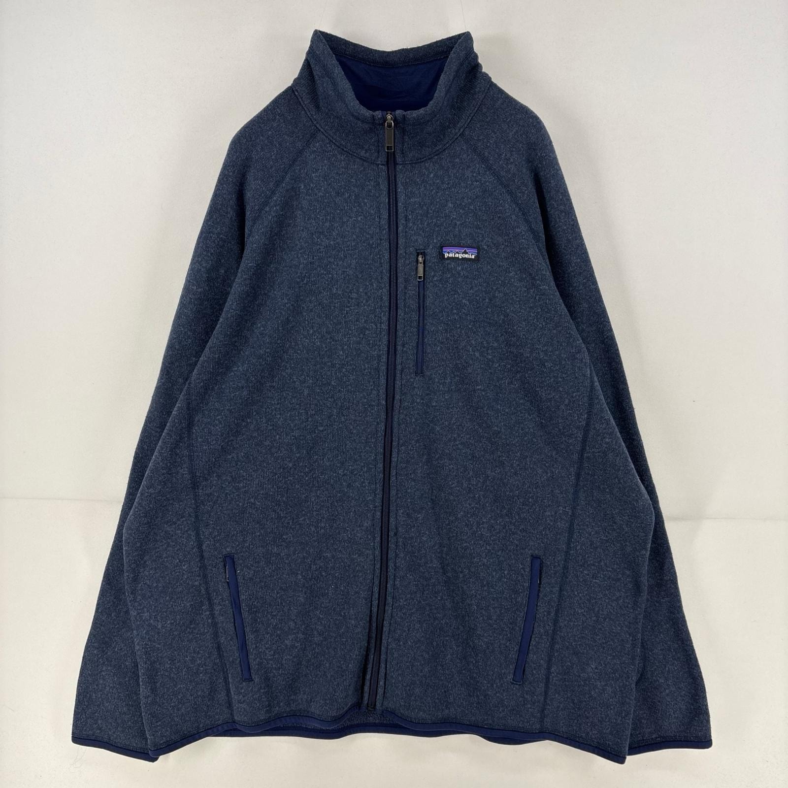 古着 パタゴニア patagonia フリース ニット ジャケット ベターセーター ワンポイント ロゴ 大きいサイズ 3XL  ネイビー メンズ