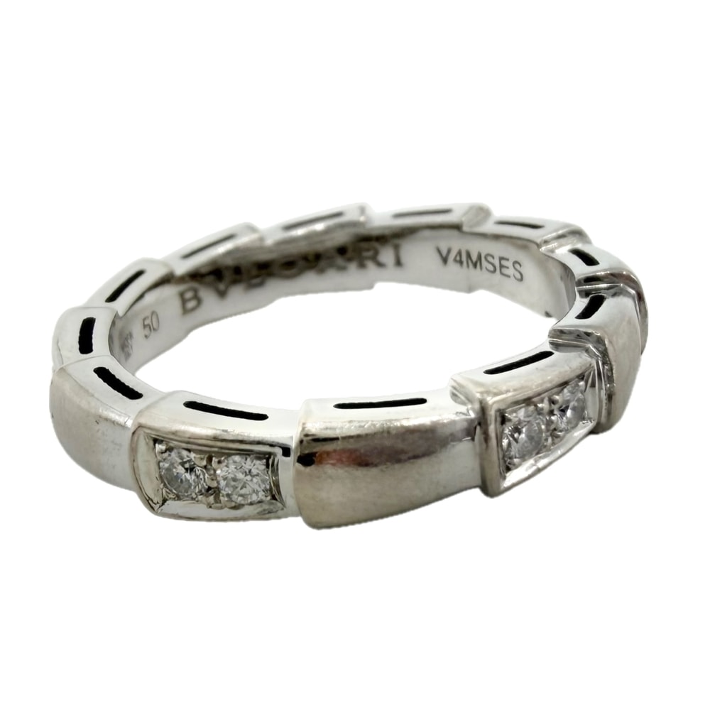 BVLGARI ブルガリ 指輪 セルペンティ ヴァイパー ジュエリー アクセサリー 18金WG Au750 50サイズ K18ホワイトゴールド    ダイヤモンド 約10号 レディース 約4.6g【中古品】